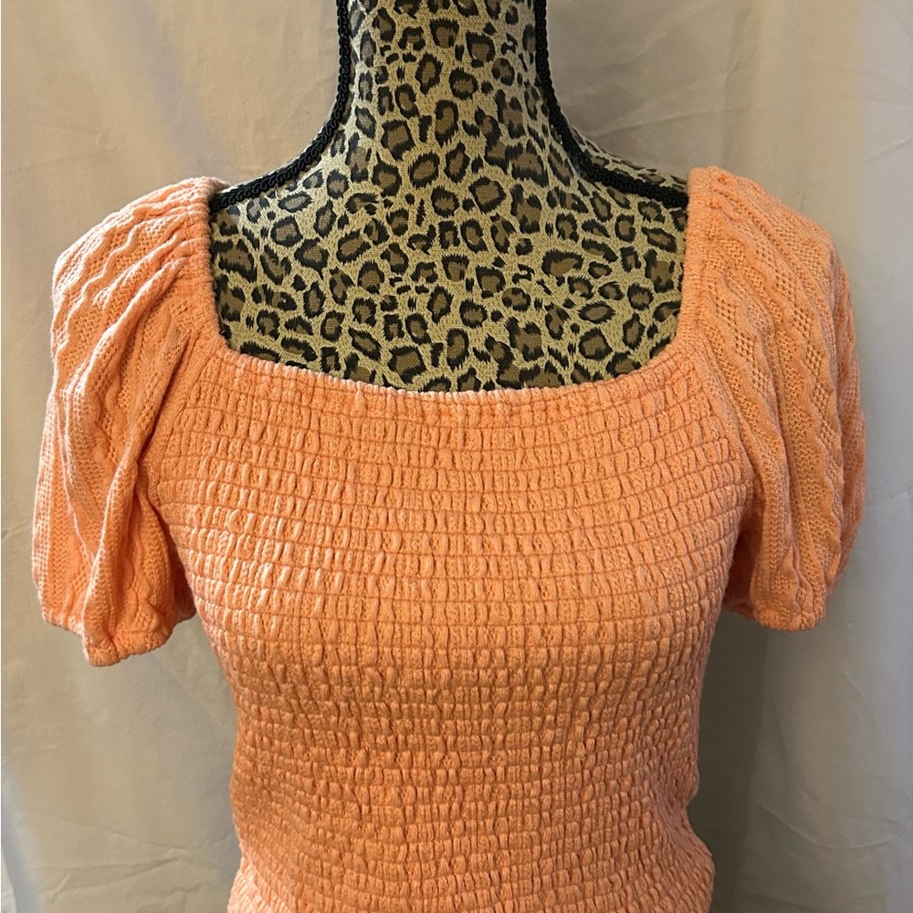 Emory Park Coral Smocked Blouse